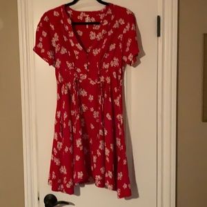 Flattering Red Floral Summer Dress by Free People